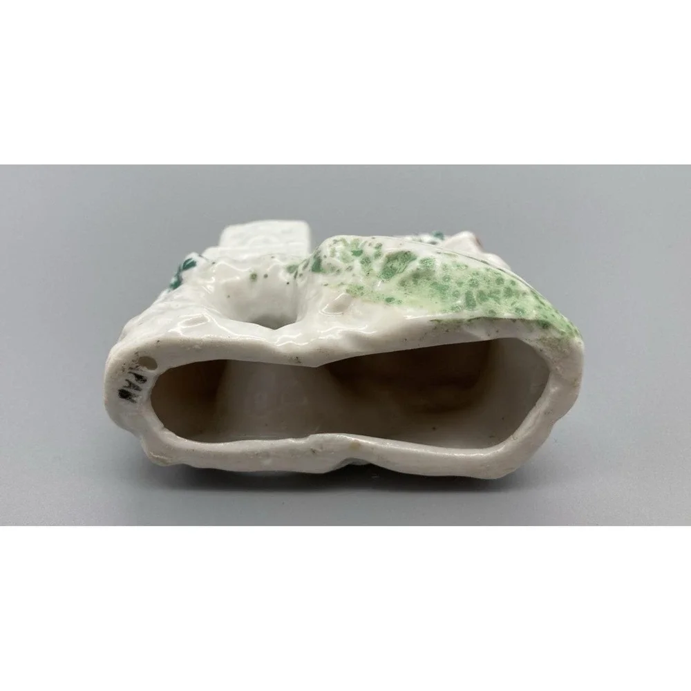 Vintage glazed ceramic porcelain aquarium decoration oriental castle Japan 1950s